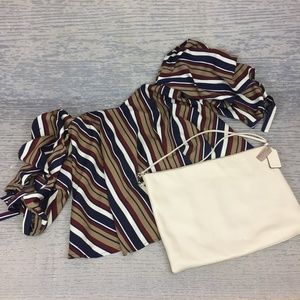 Petal Raz Stripe Off the Shoulder Blouse